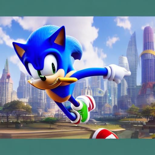Sonic in Pixar Style 3D Digital Art