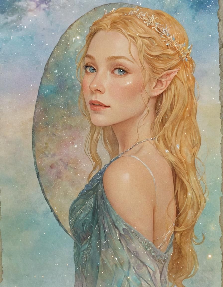 Astral Portrait of Galadriel in Cosmic Style