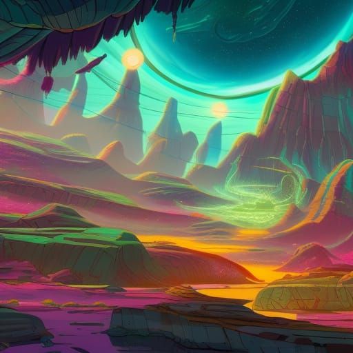 Rick and Morty Matte Painting in Deep Color