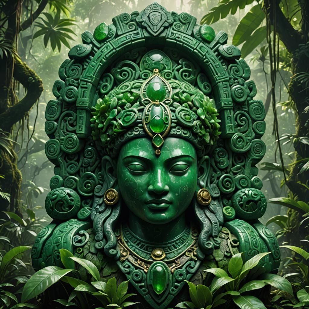 Ancient Jade and Emerald Jungle Idol