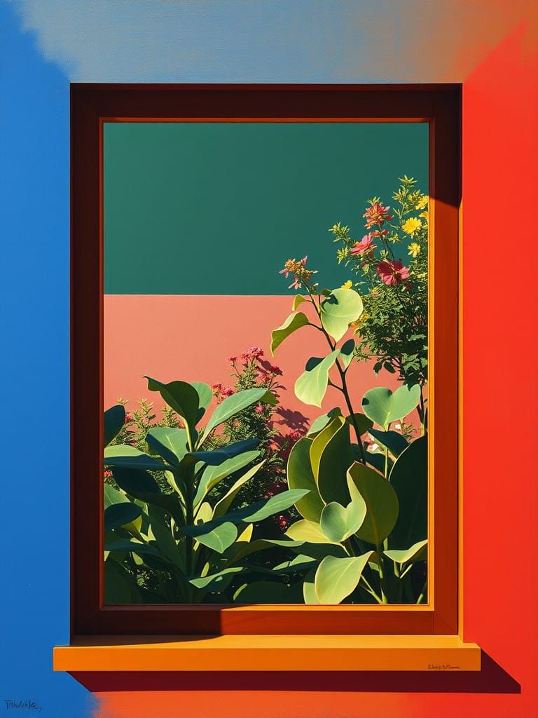 Vibrant Abstraction in a Wooden Frame