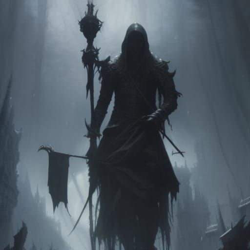 Demonic Knight Marches Through Dark Winter Forest