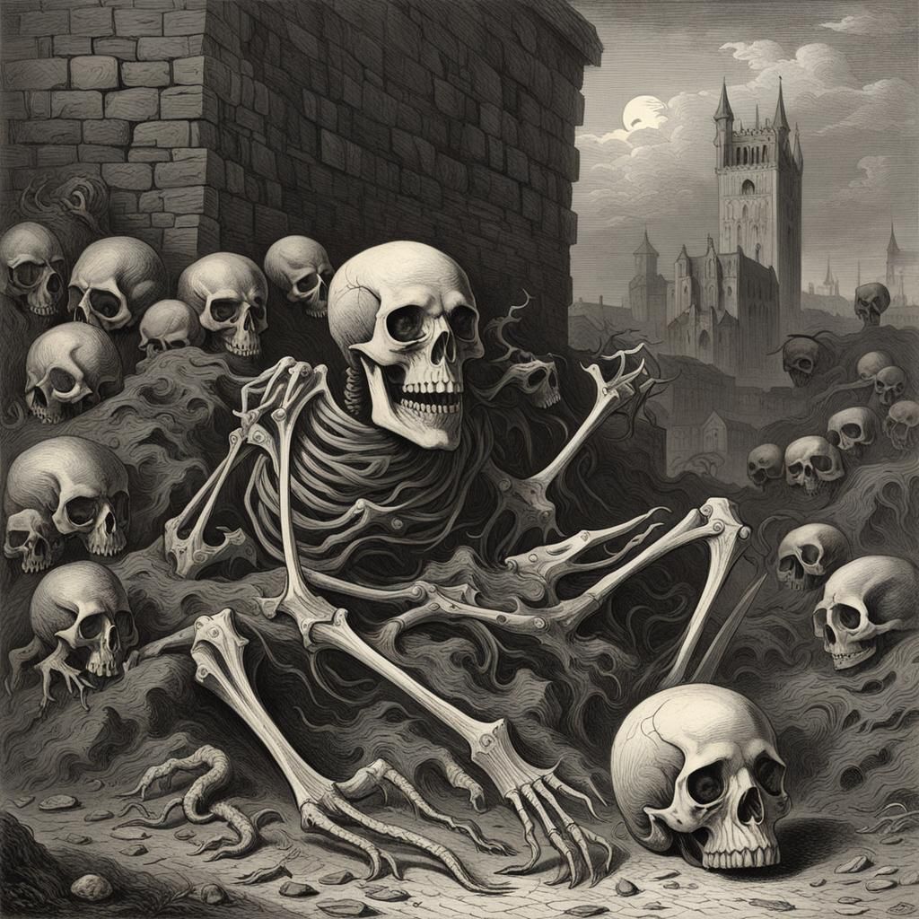 Skeleton Warrior Woman in Desert Battle