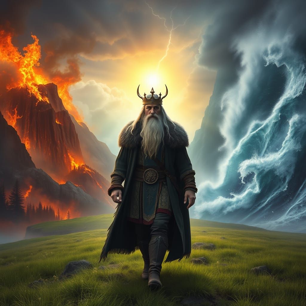 Viking King's Journey Through Fire and Storm