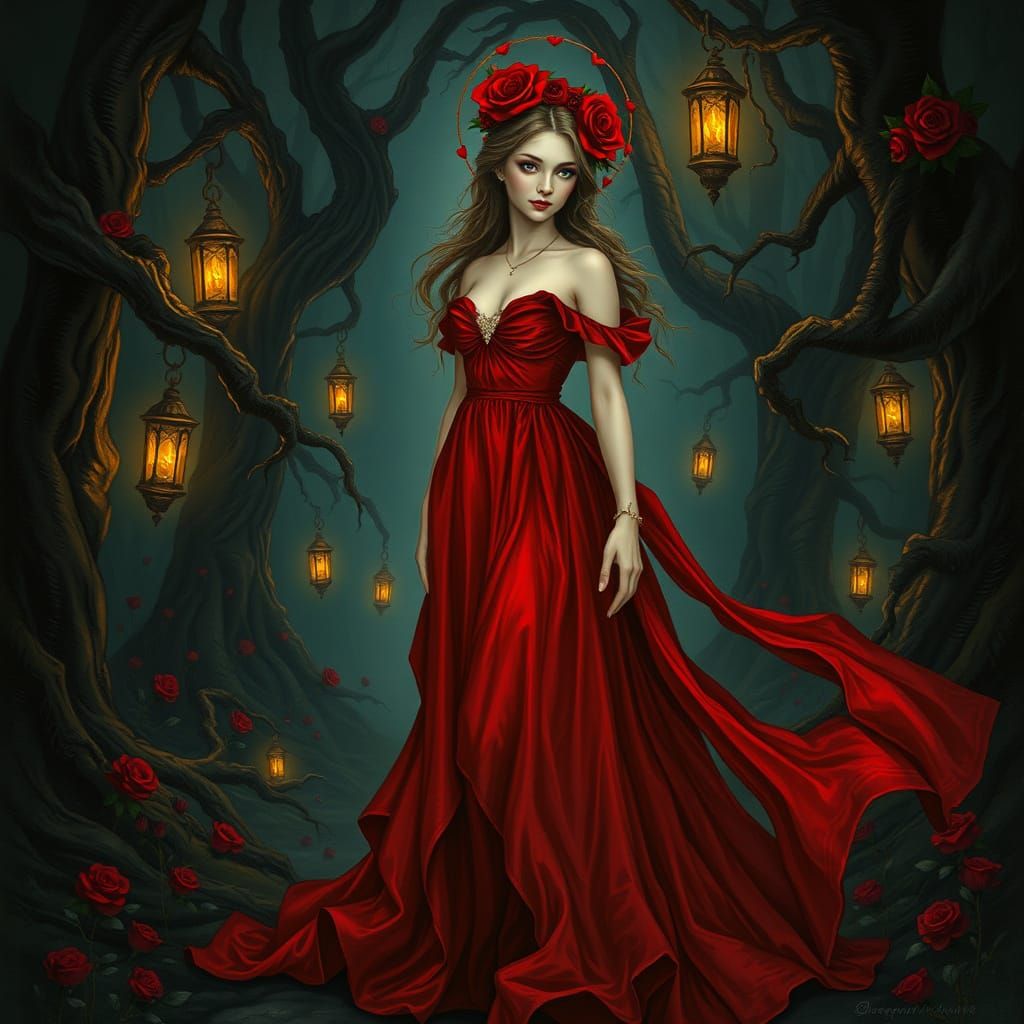 Mystical Forest Goddess in Dark Fantasy Style