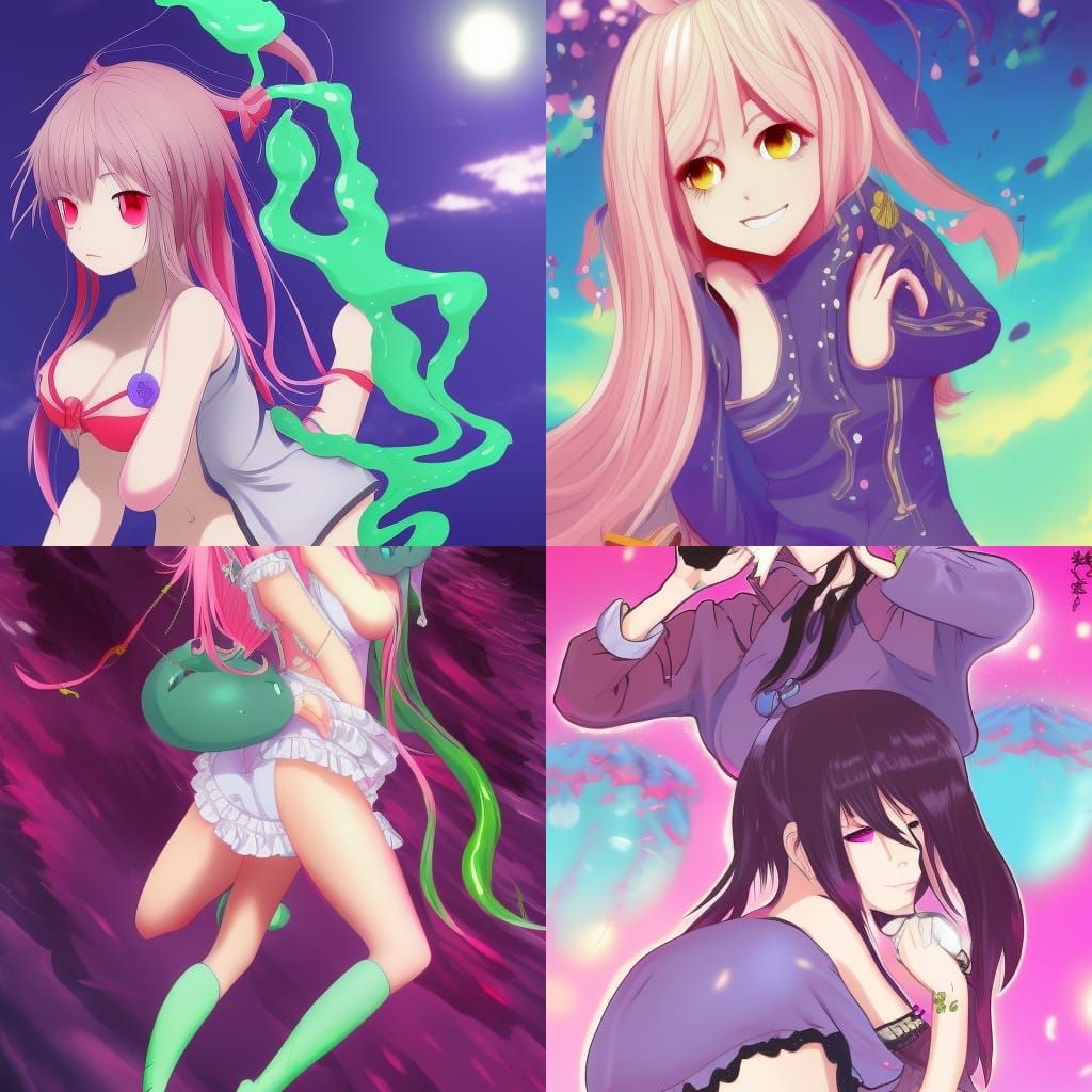 Anime-Style Slime Girlfriend in Japanese Manga Style