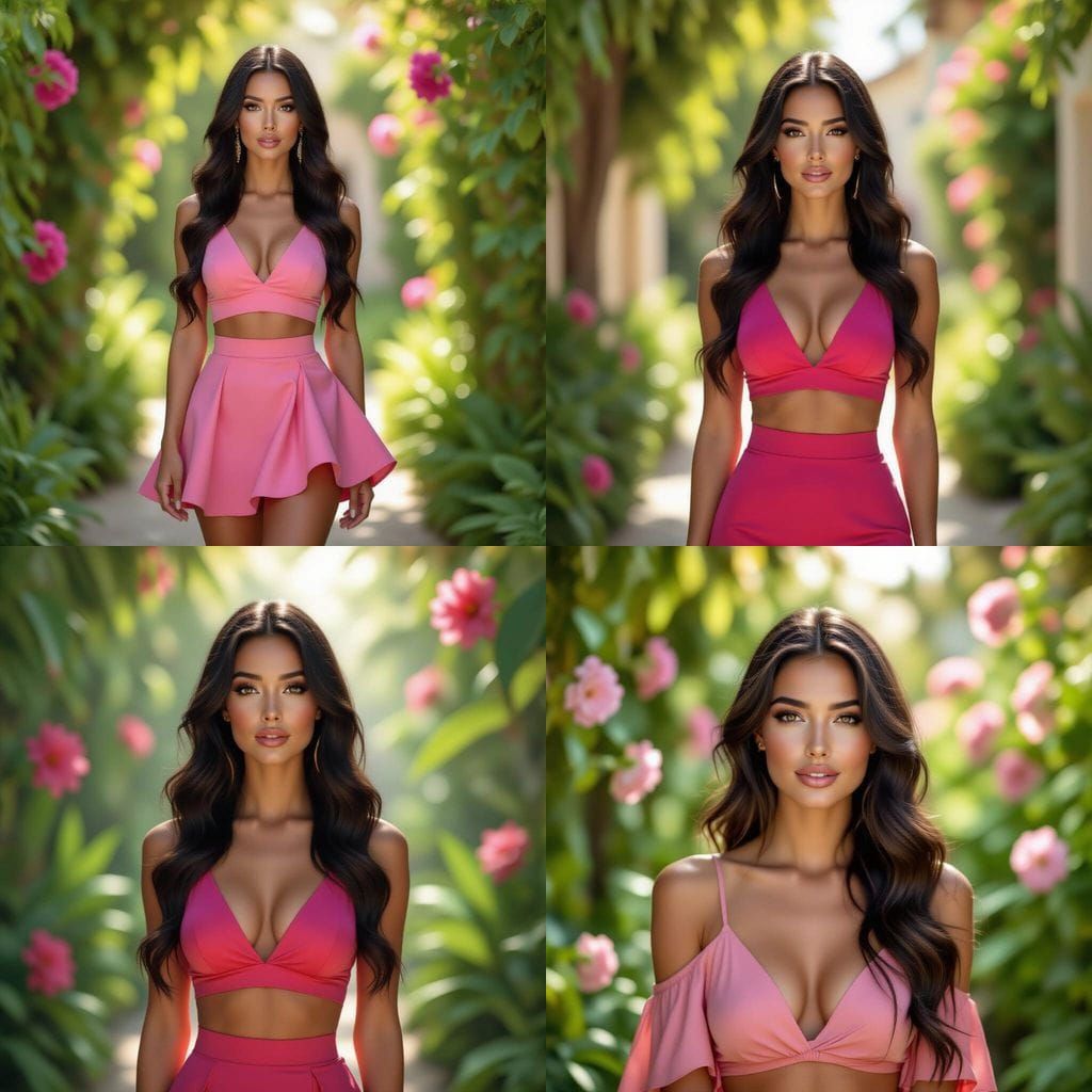 Colorful Woman in Garden, Digital Art