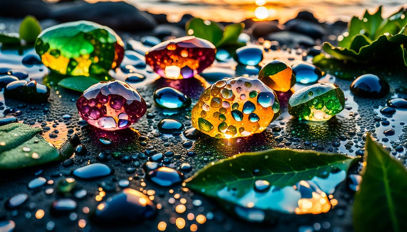 Gemstone Bloom at Serene Beach Sunset