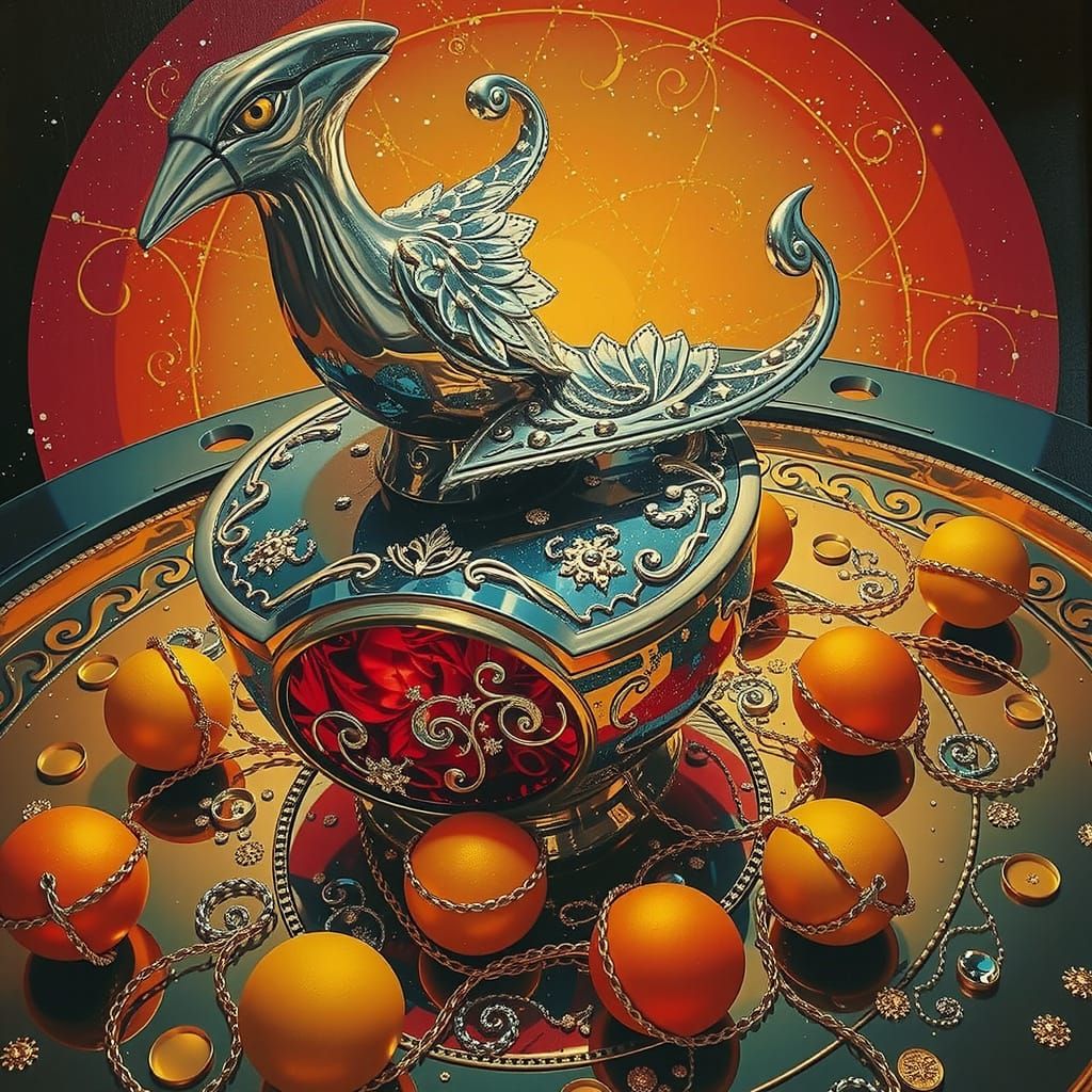 Opulent Gold and Silver Filigree Sculpture