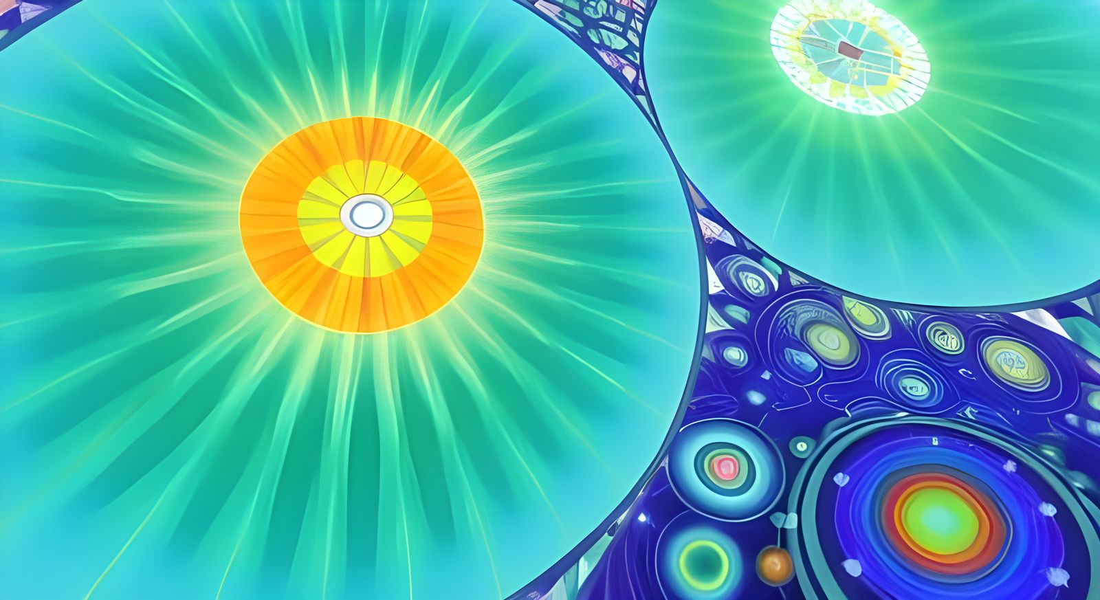 Kaleidoscopic Garden with River: Psychedelic Art Style