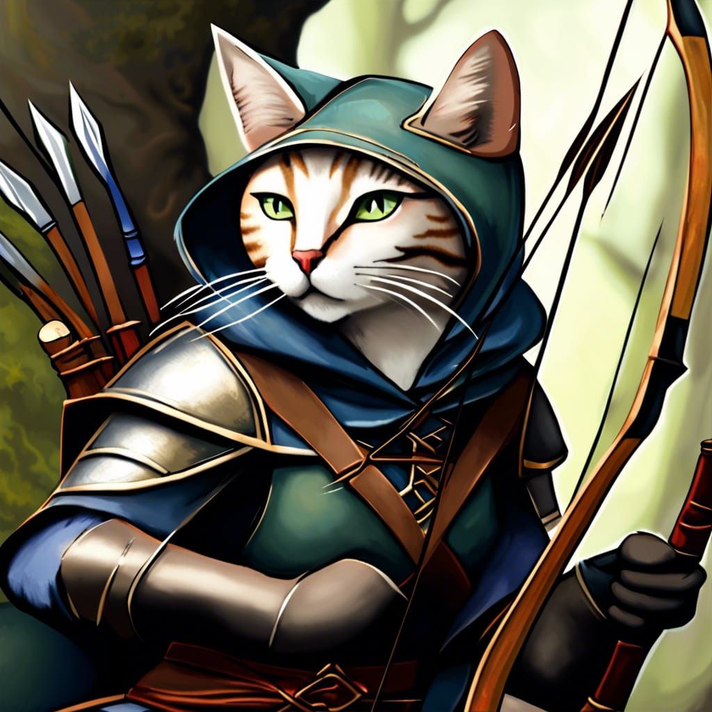 Medieval Fantasy Cat Archer Ranger