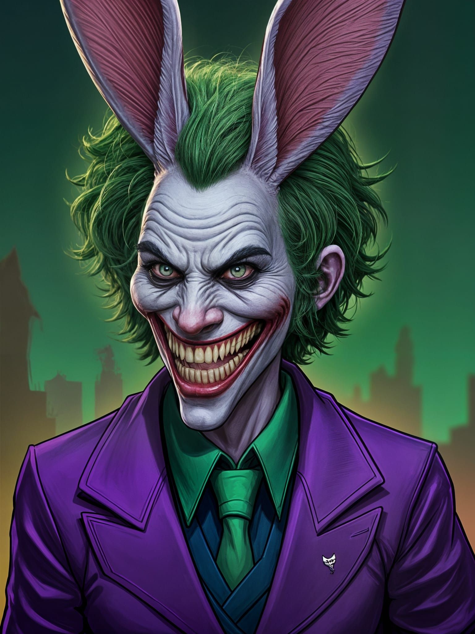 Manic Bunny as Joker in Dark Whimsical Style