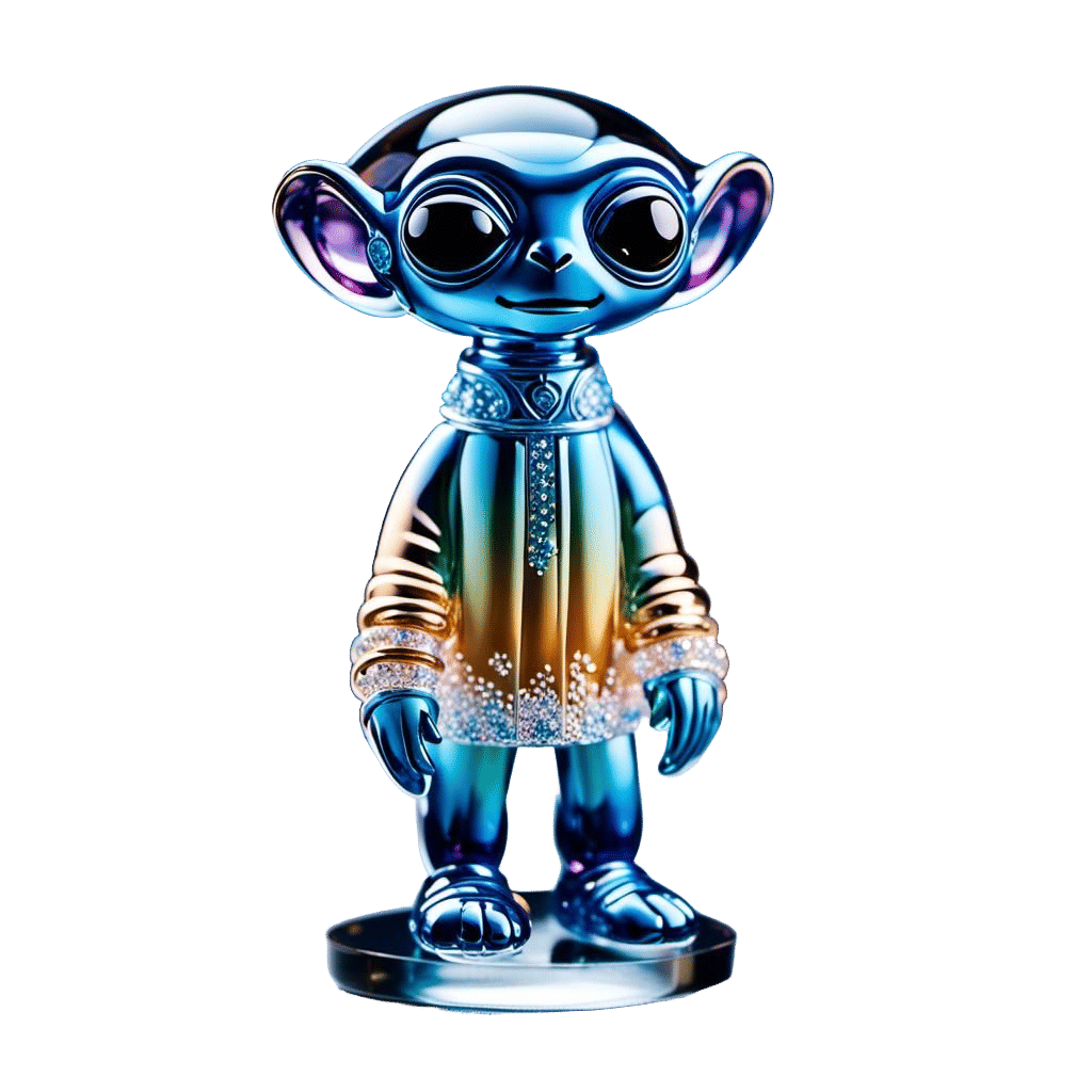 Crystal Alien Figurine with Gentle Smile