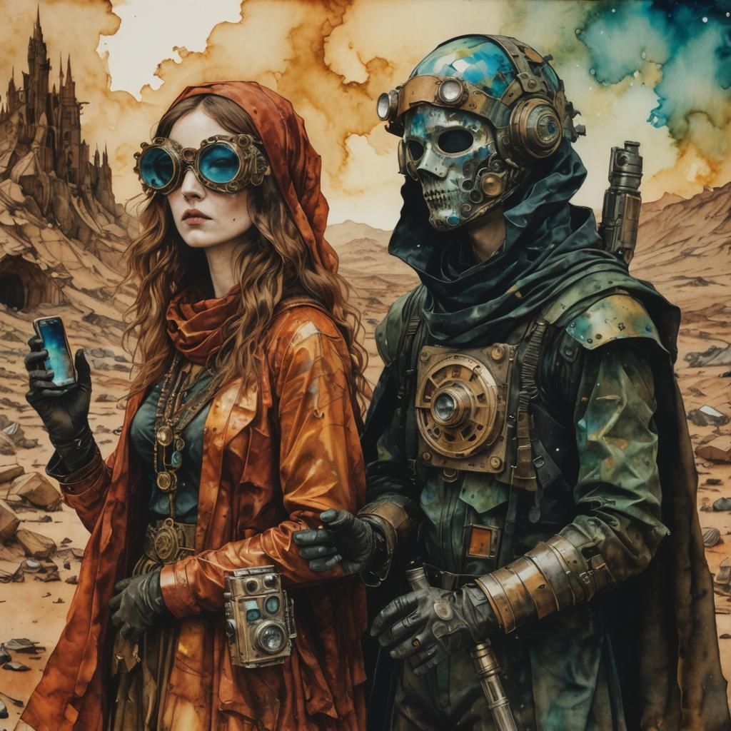 Martian Masquerade: Post-Apocalyptic Alcohol Ink Art
