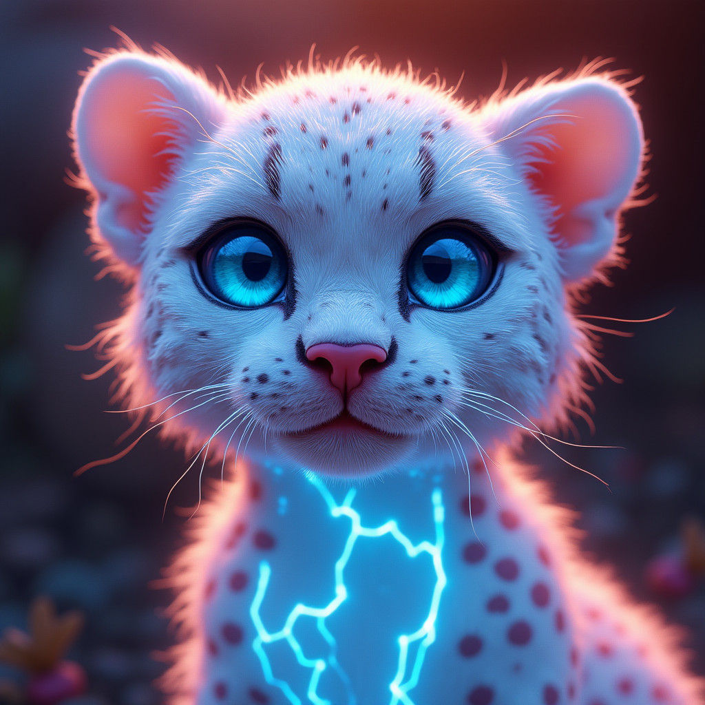 Crystalline Cheetah Portrait with Lightning Eyes