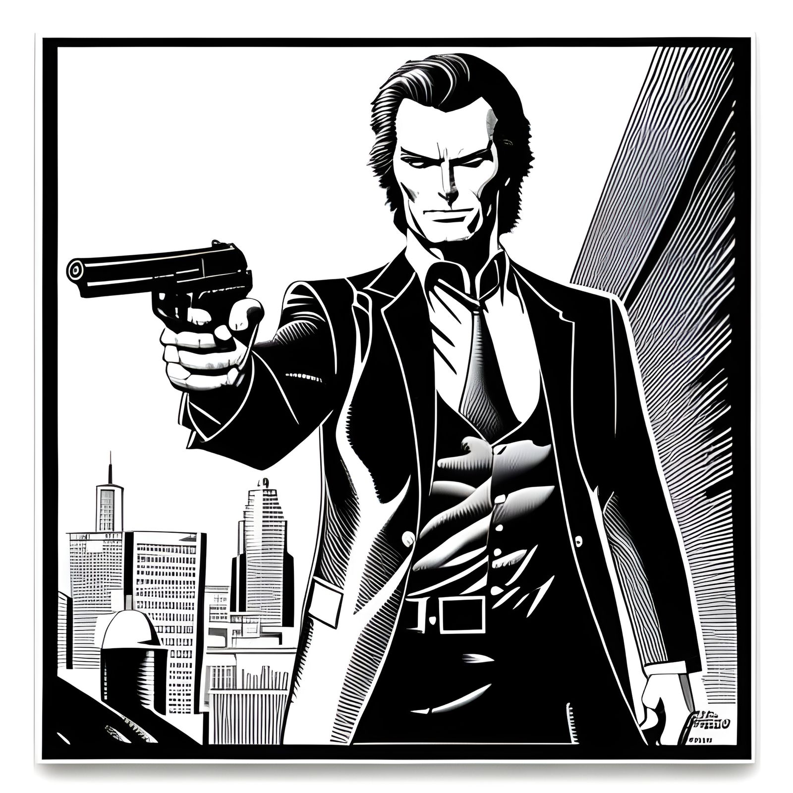 Dirty Harry Callahan in Gritty Comic Book Style