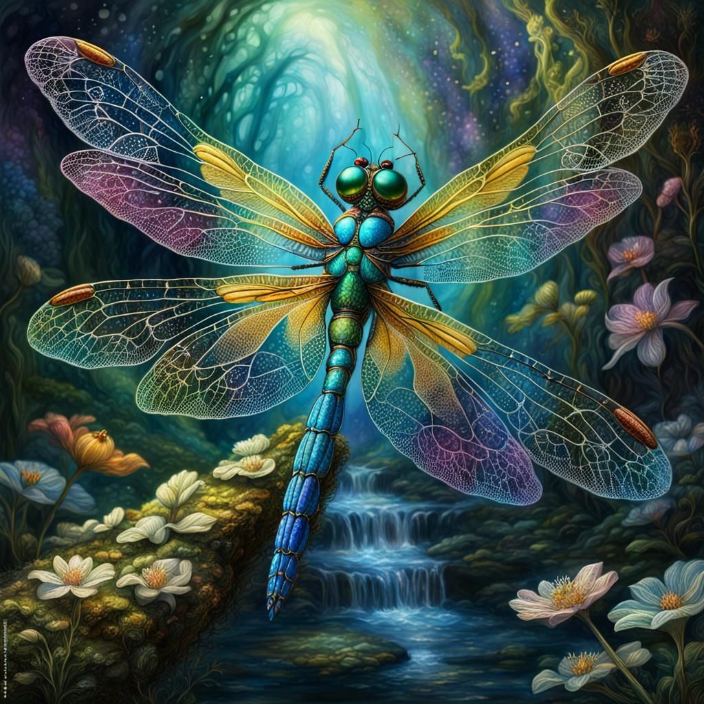 Whimsical Fairy Dragonfly in Majestic Colors
