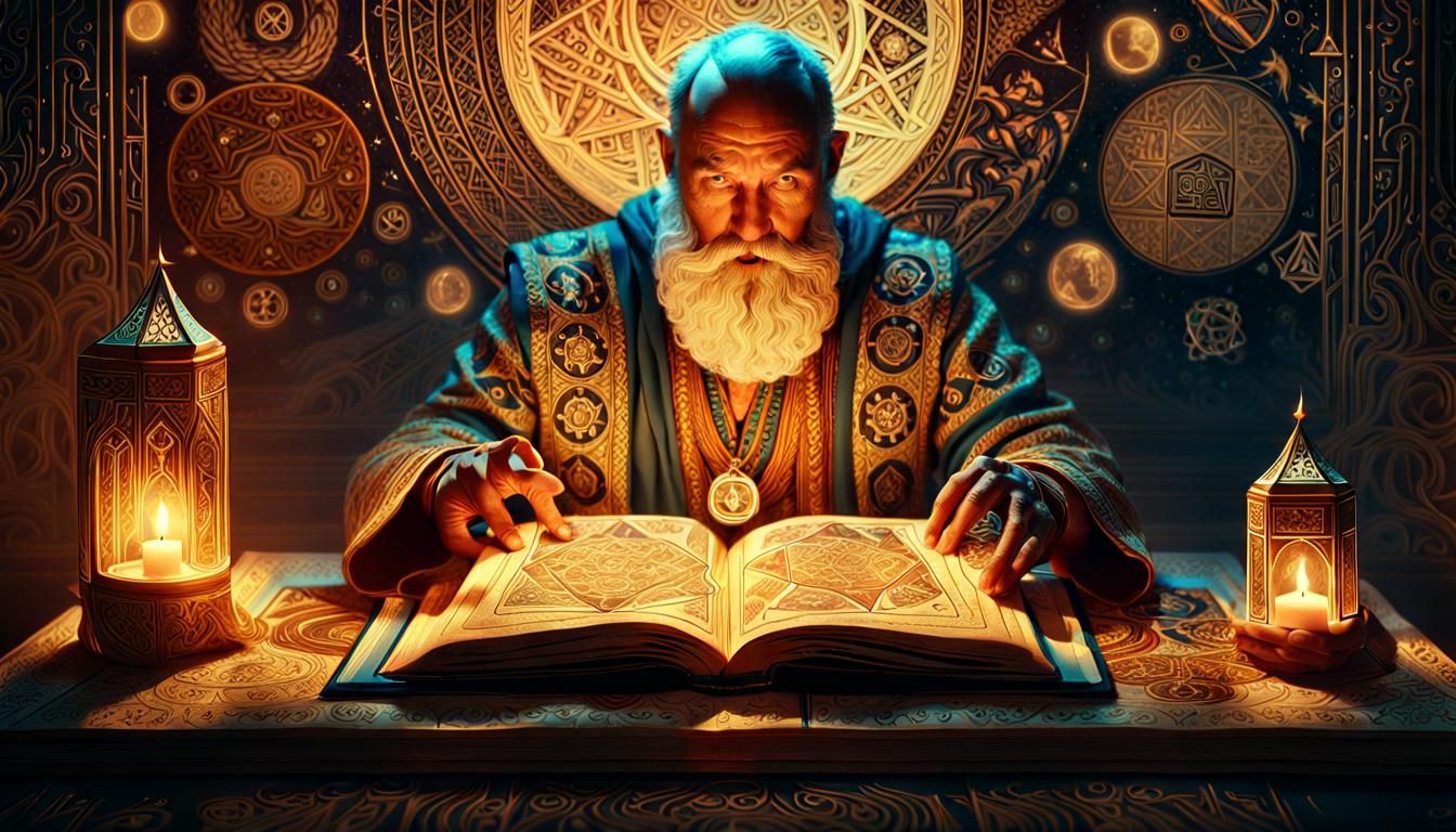 Mystic Studies Ancient Tome in Art Nouveau Style