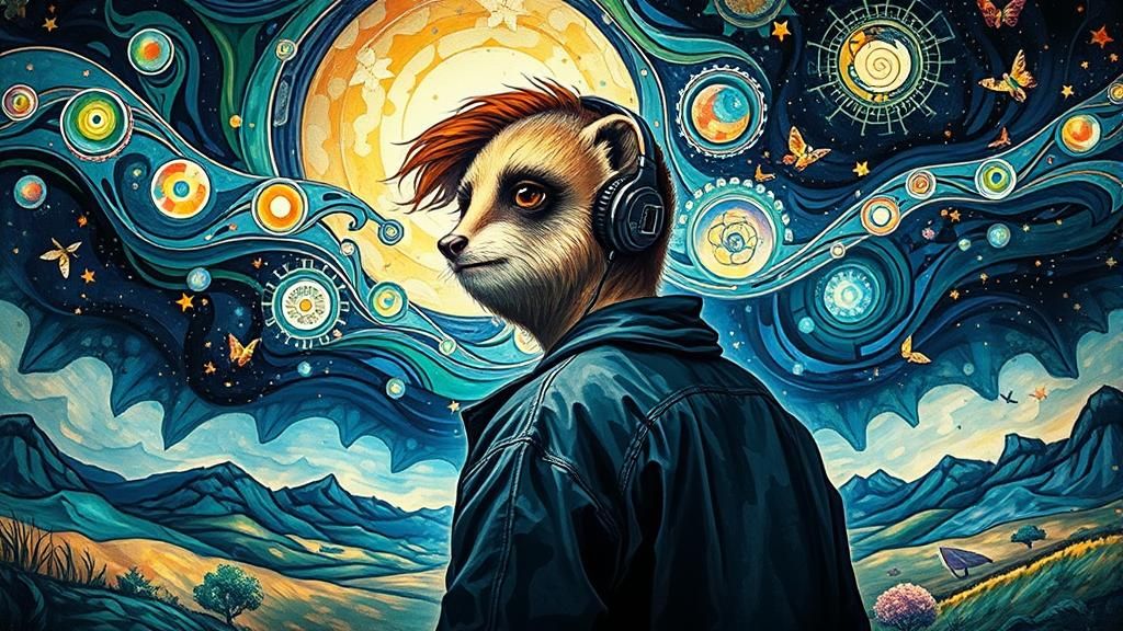 Hip-Hop Badger Boy Dancing: Fairytale Abstract Art