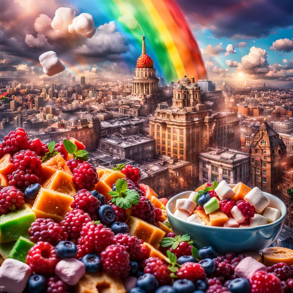 The city filled with food!