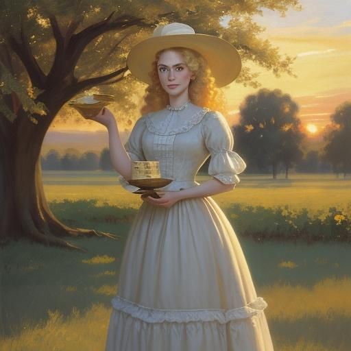 Southern Belle Portrait in Impressionistic Oil Painting Styl...