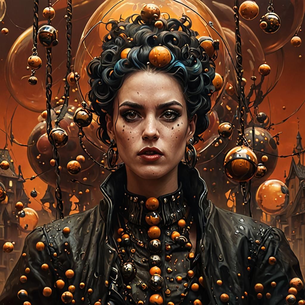 Surreal Punk Woman Juggling in Air Bubble