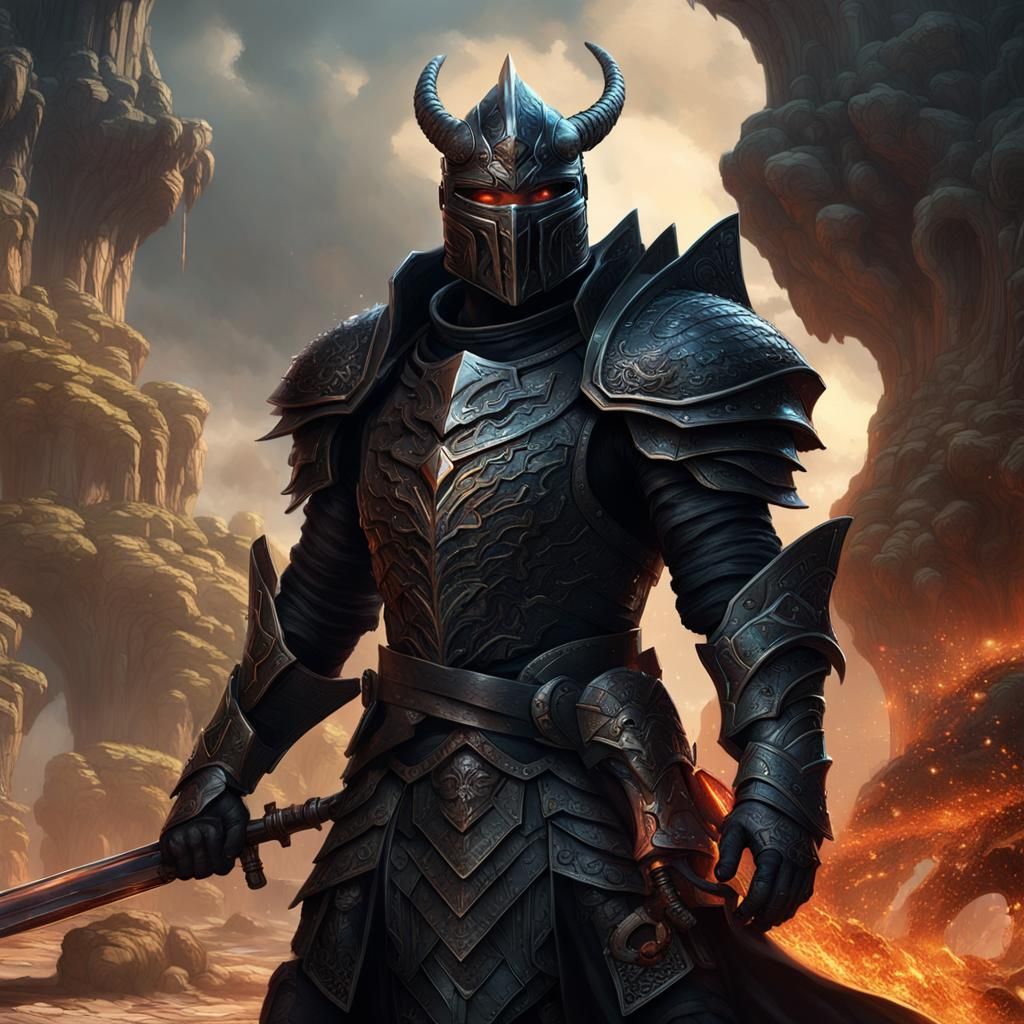 Dragon Knight in Black Armor, Comic Book Art