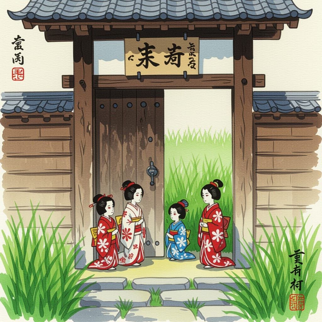 Yamato-e Painting: Festival of Dolls