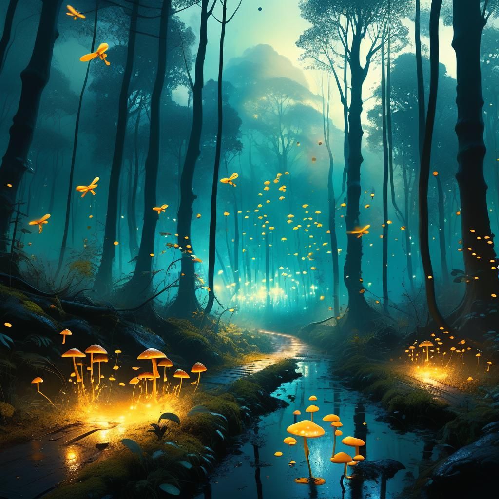 Ethereal Fantasy: Flying Squirrels in Enchanted Forest