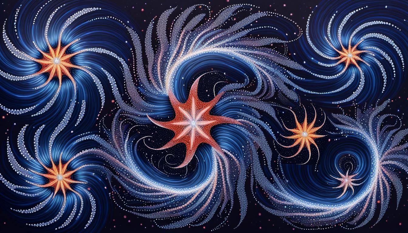 Aboriginal Dot Painting of Diverse Cosmic Stars