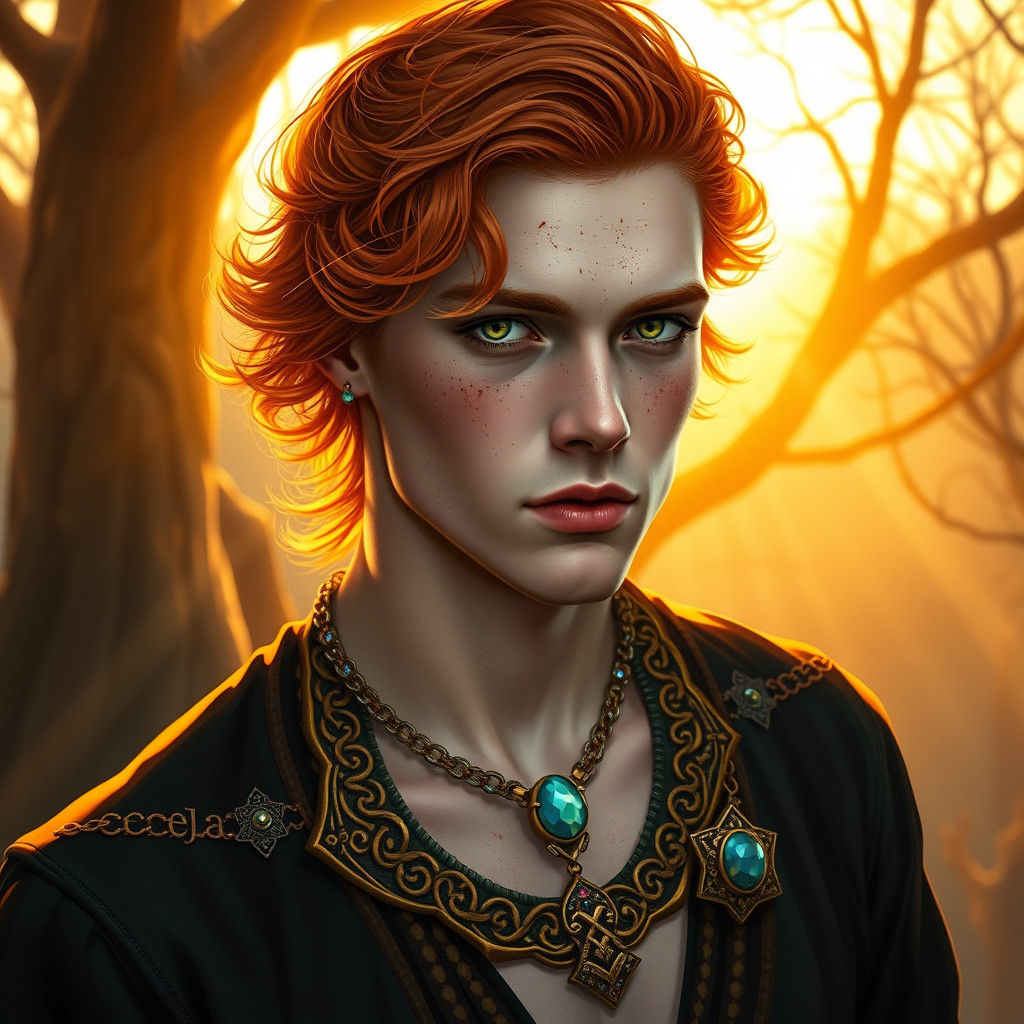 Red-Haired Man with Celtic Jewelry, Pre-Raphaelite Style