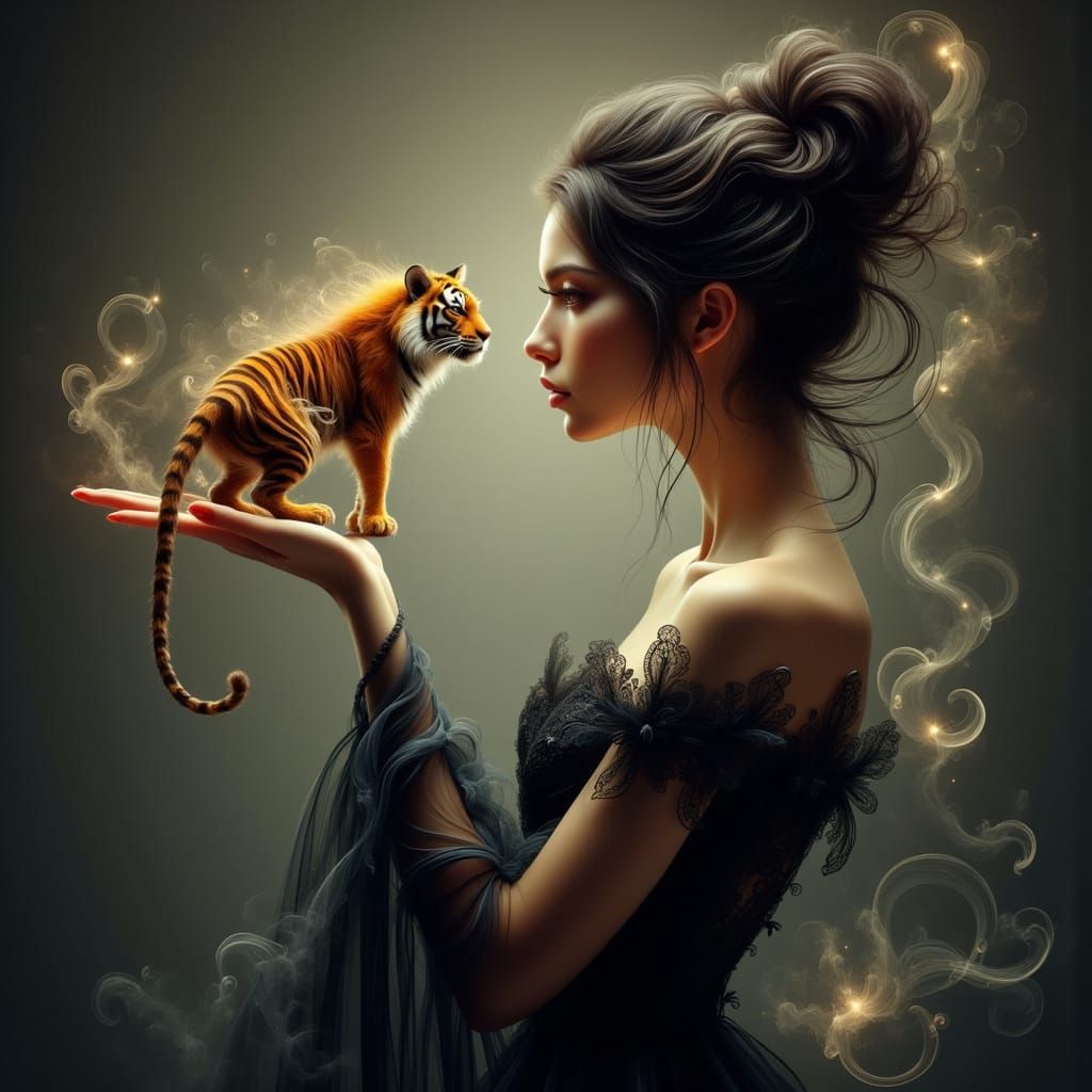 Enchanted Tiger Amidst Whispers of Magic