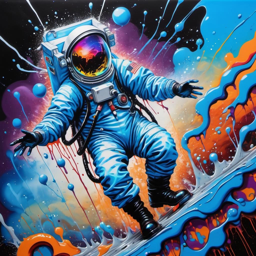 Graffiti Space Scientist in Earth's Atmosphere