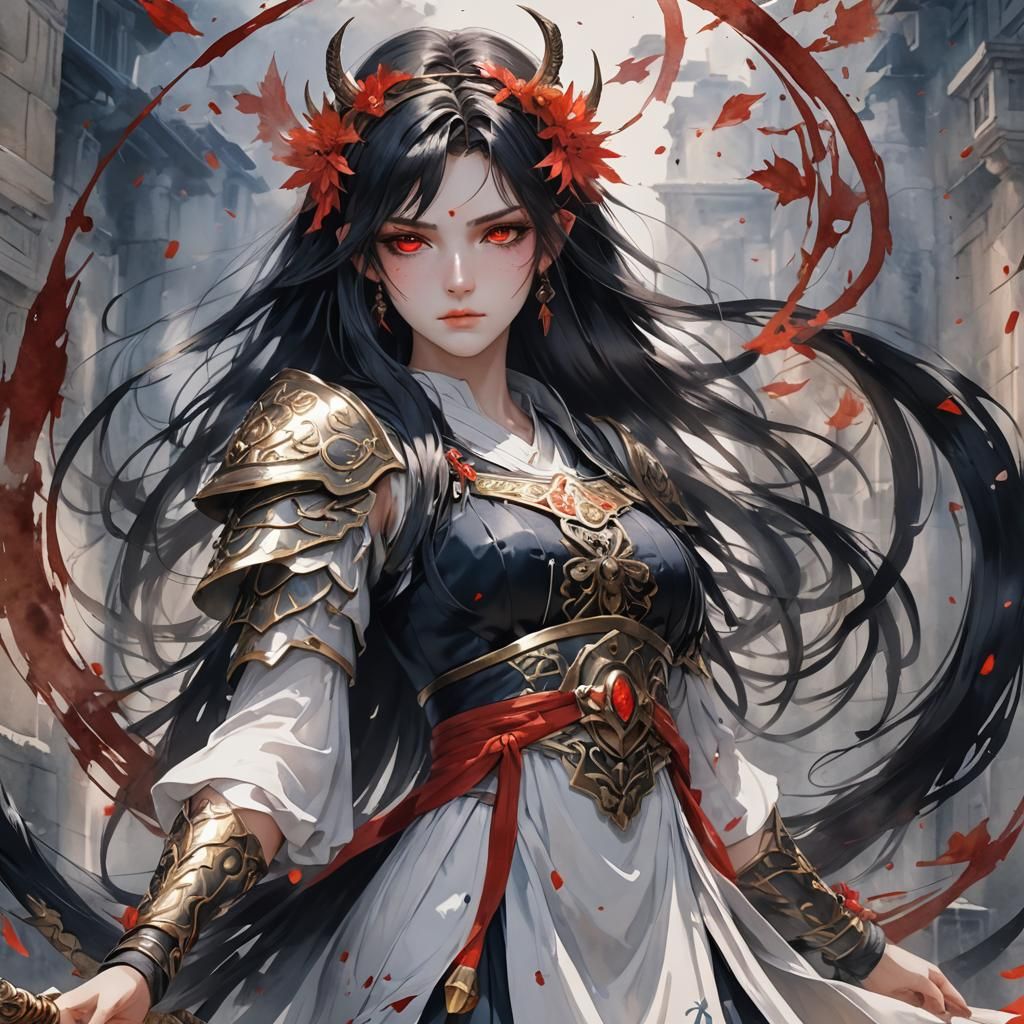 Greek Fury in Watercolor Anime Style