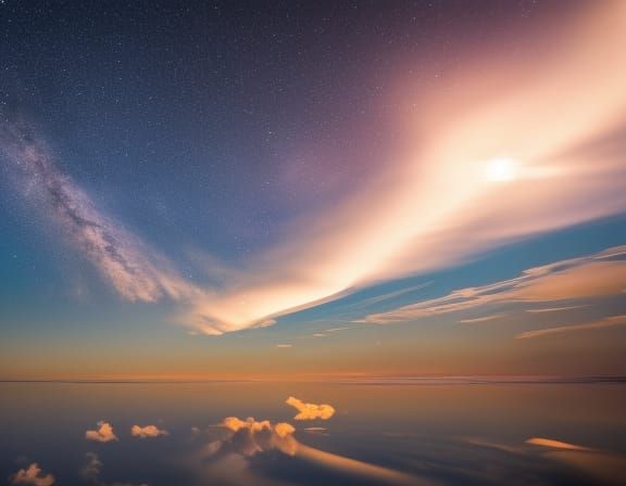 Night Sky Bird's-Eye View in Detailed Matte Painting