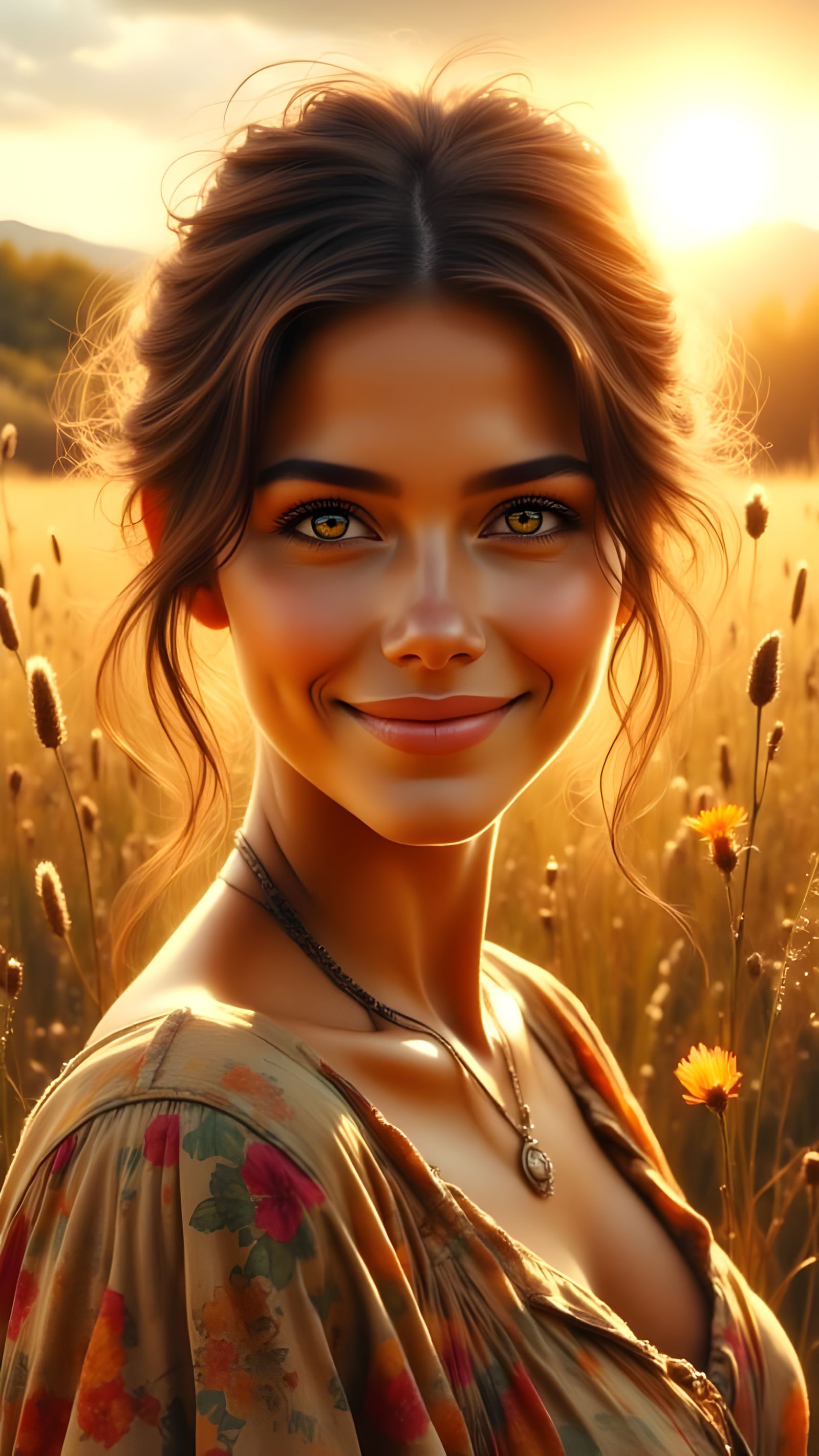 Beautiful Dawn Goddess in Painterly Style