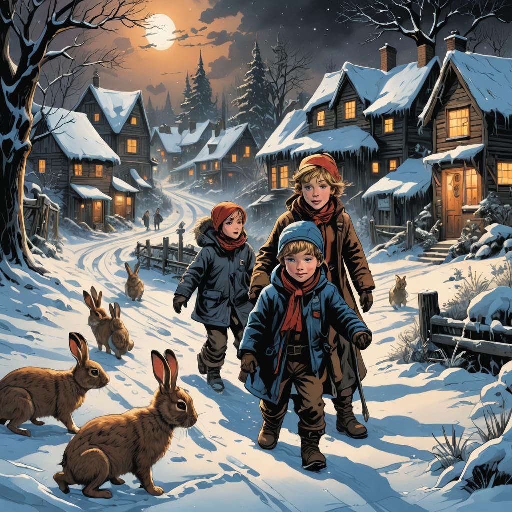 Children's Winter Home, Comic Book Art Style