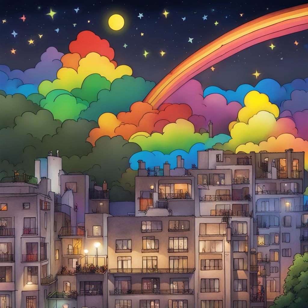Rainbow Night Sky Illuminated