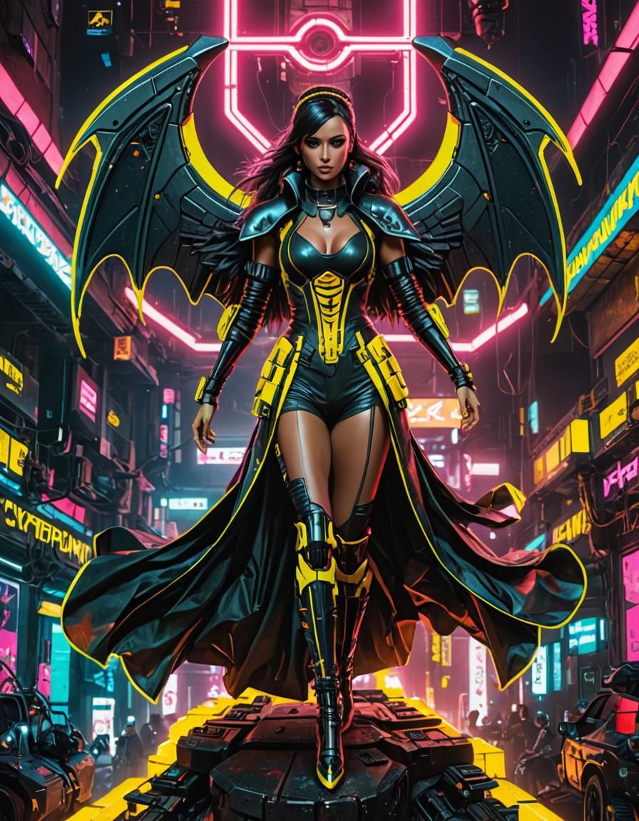 Rainbow Chimera Girl with Dragon Wings