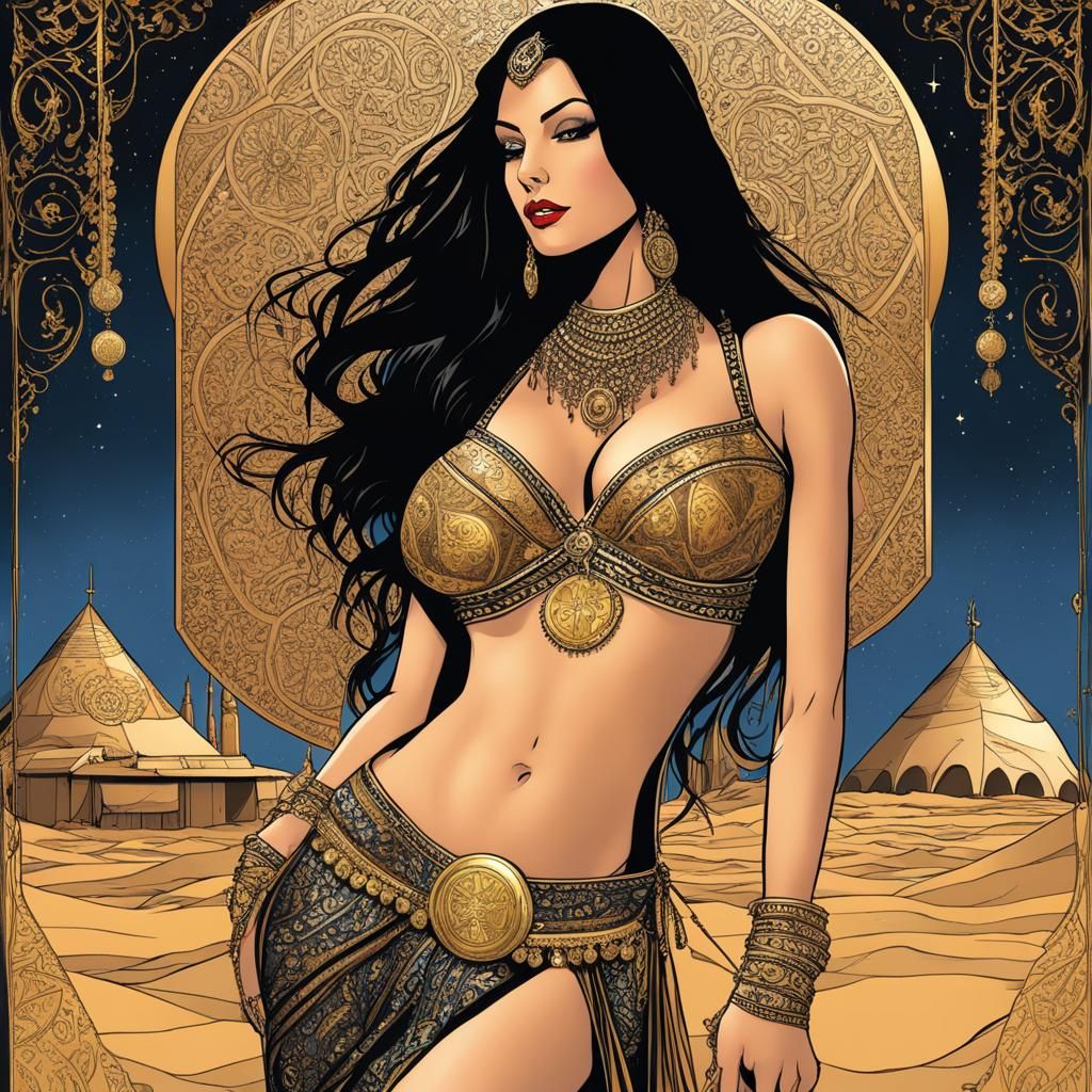 Catherine Zeta Jones as a Comic Book Belly Dancer