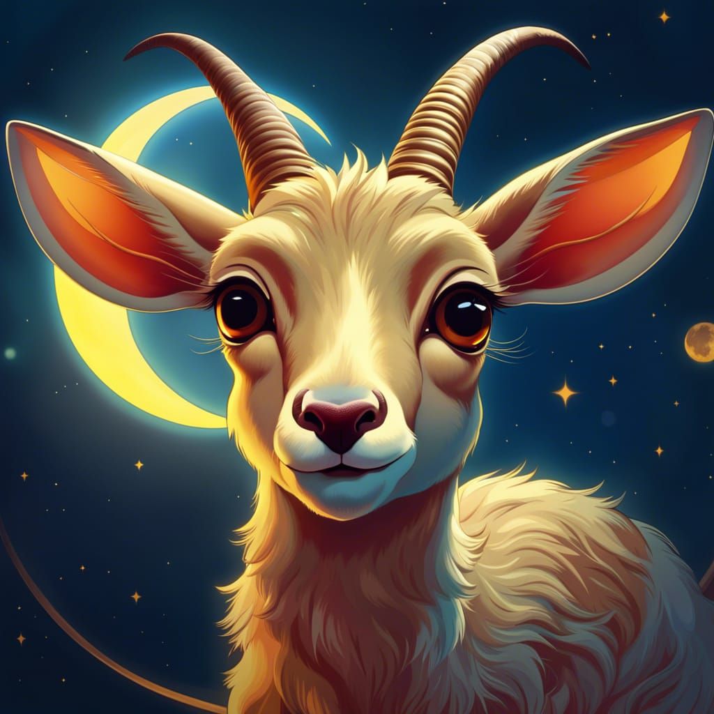 Cute Antelope Portrait in Digital Art Style