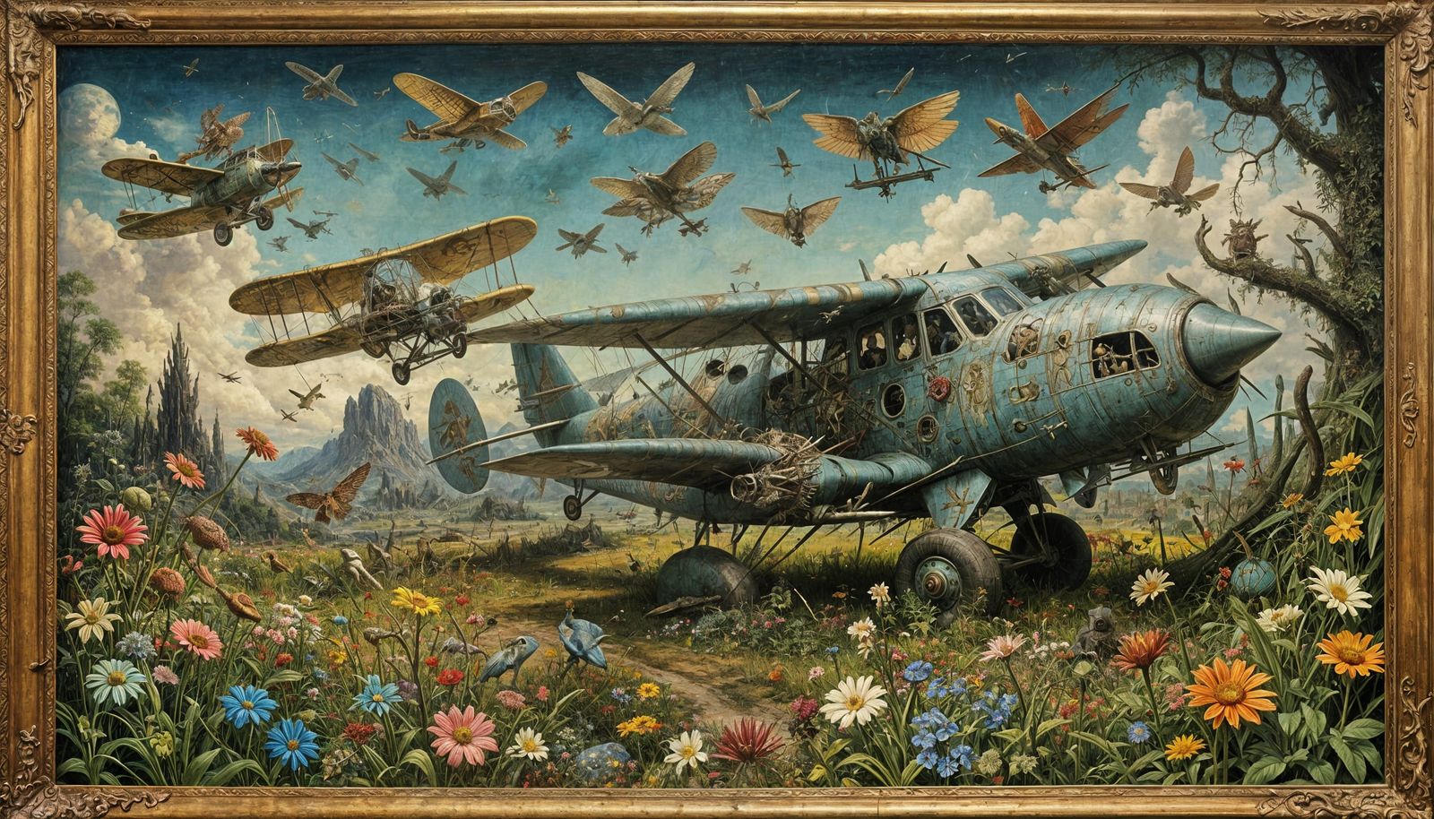 Mystical Garden Airplane Traps in Decalcomania Style