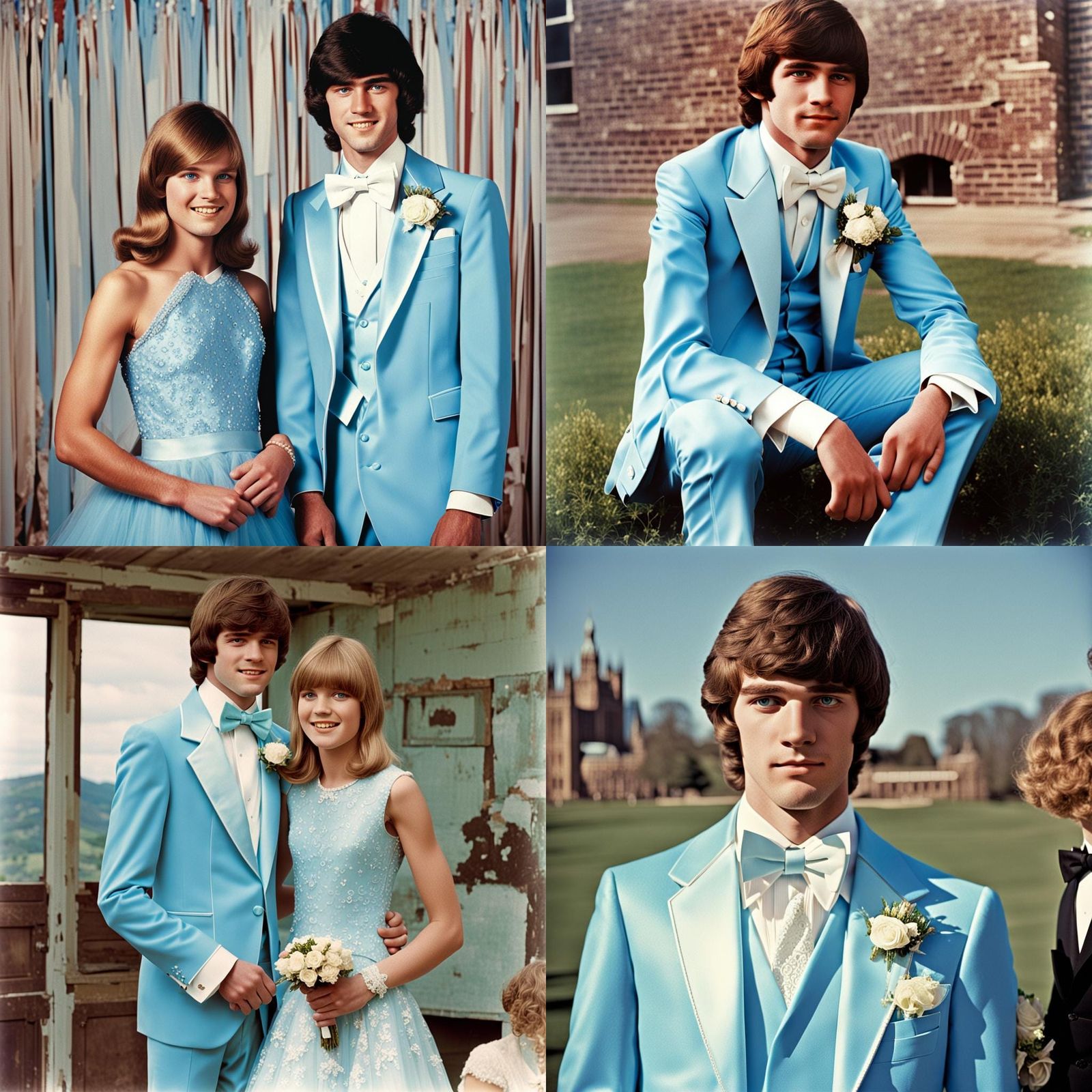 1970s Prom Photo of Teenager in Tuxedo