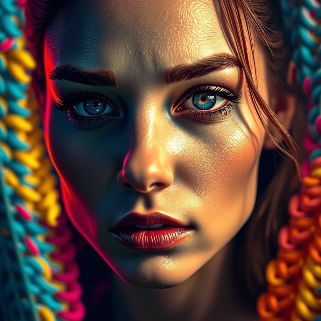 Smoky Eyes Portrait with Hyperrealistic Skin Texture