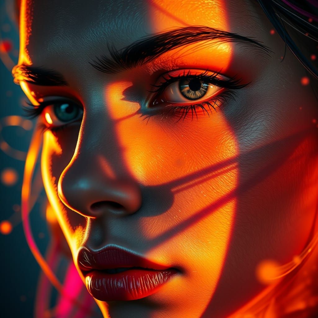 Hyperrealistic Portrait with Smoke Eyes Splash Art