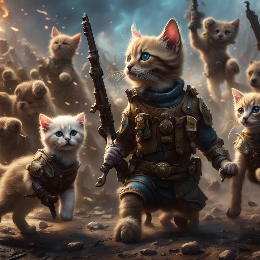 Kittens at War with Puppies: Fantasy Concept Art