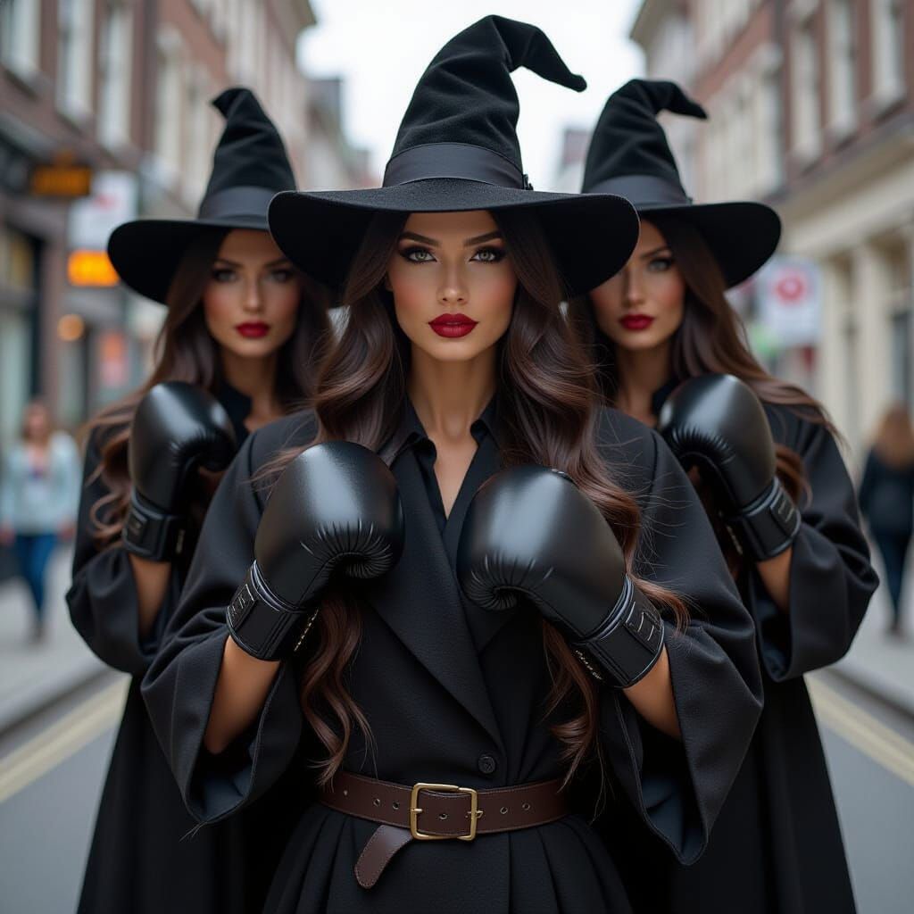 Handsome Male Witches Boxing in Wizard Robes