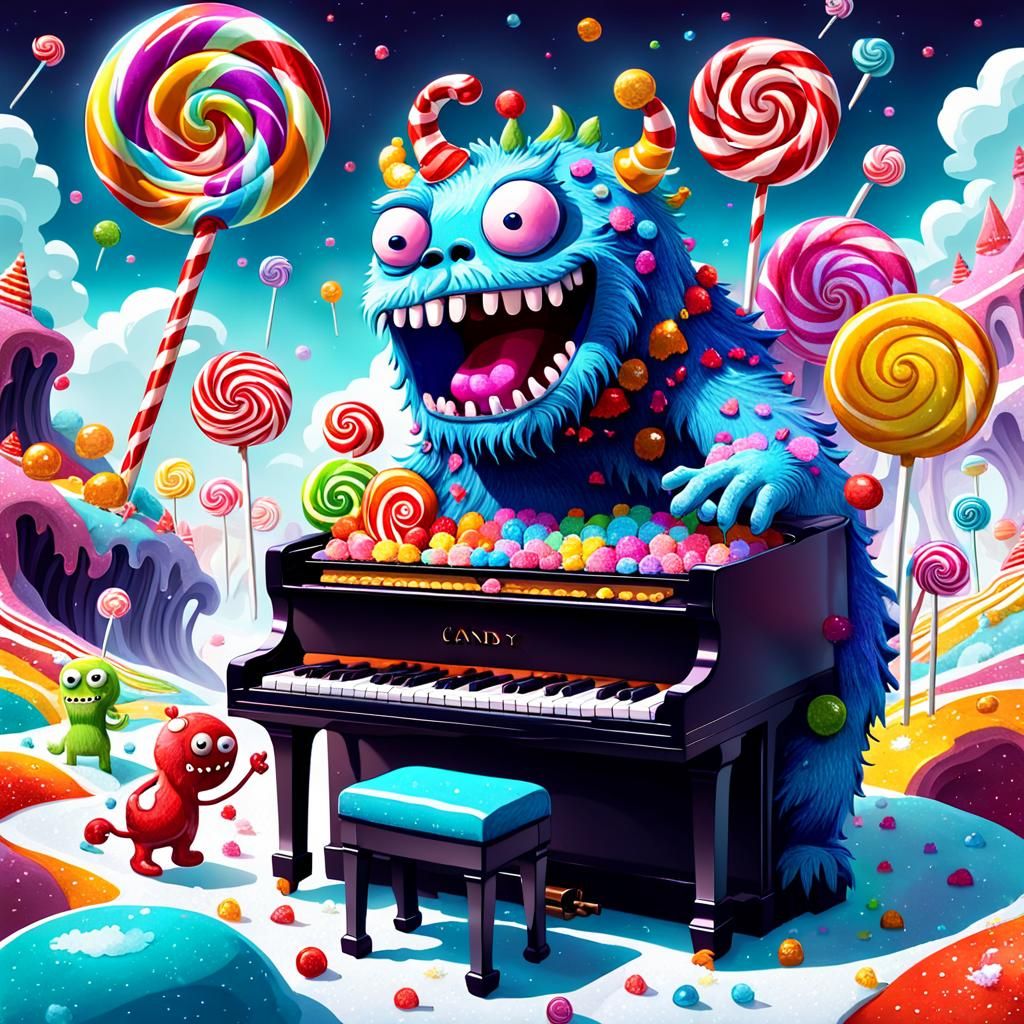 Candy Monster Piano Concert in Sugary Landscape
