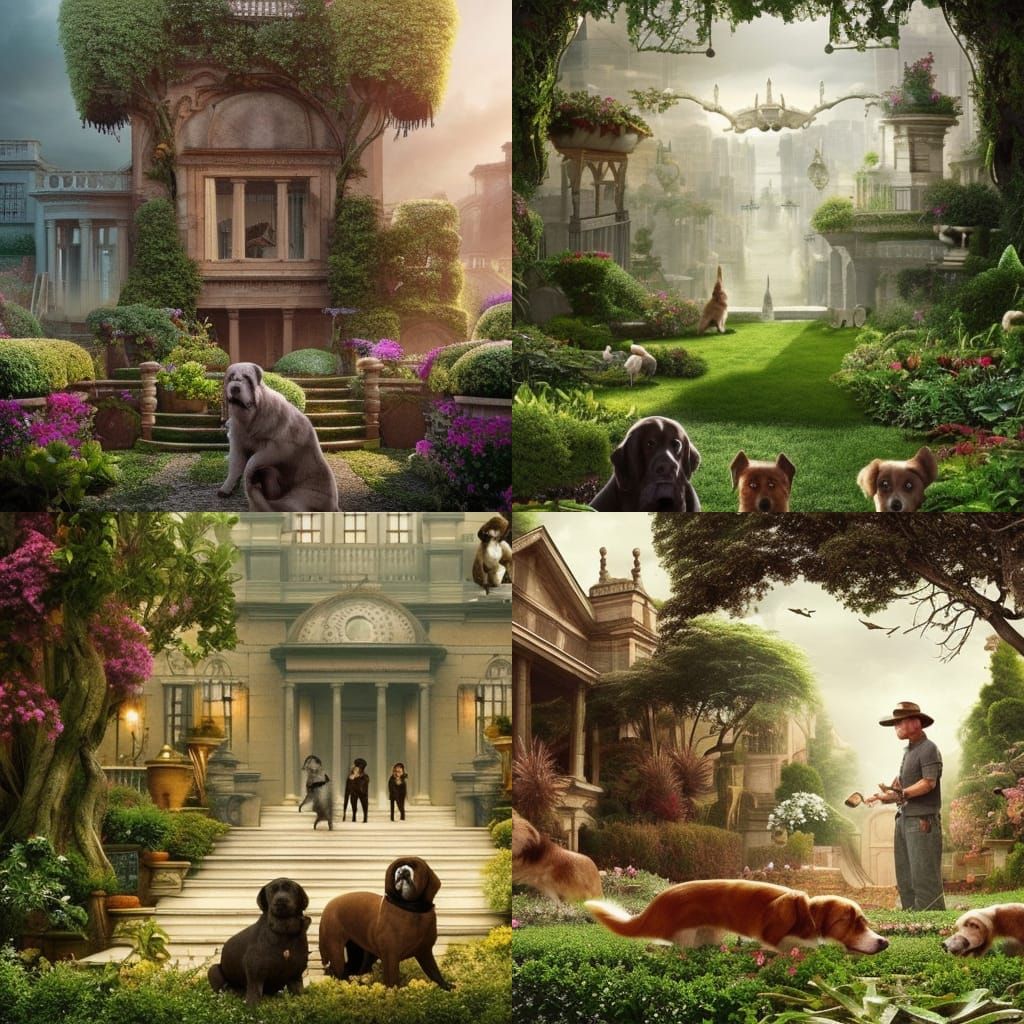 Dogs in the Garden: Digital Matte Painting