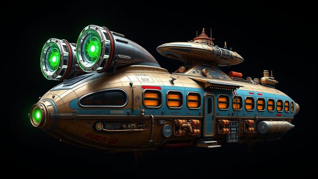Steampunk Starship with Crystal Nacelles